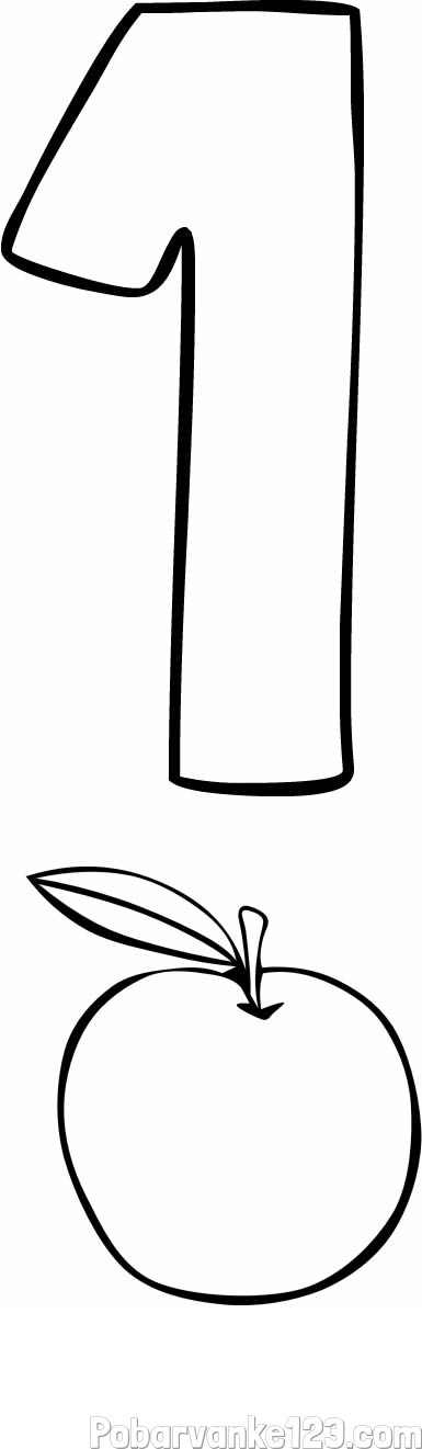 Pobarvanka števila 1 s slikovnim prikazom