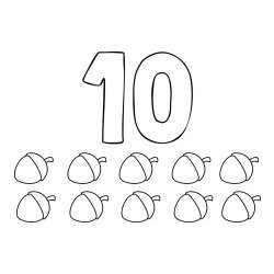 Pobarvanka števila 10 s slikovnim prikazom