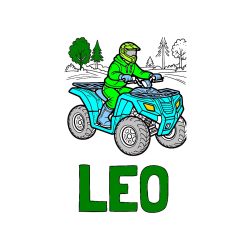 Pobarvana pobarvanka - Pobarvanka imena LEO in pobarvanka motorista na štirikolesniku