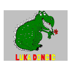 Pobarvana pobarvanka - Pobarvanka imena LUKA DONČIČ in pobarvanka veselega dinozavra