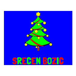 Pobarvana pobarvanka - Pobarvanka imena SRECEN BOZIC in božična smreka