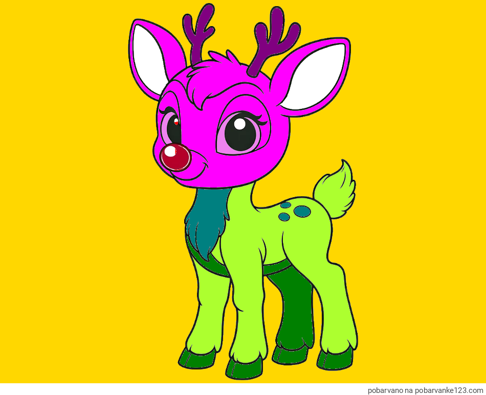 POBARVANA POBARVANKA - Pobarvanka nasmejanega jelenčka Rudolfa