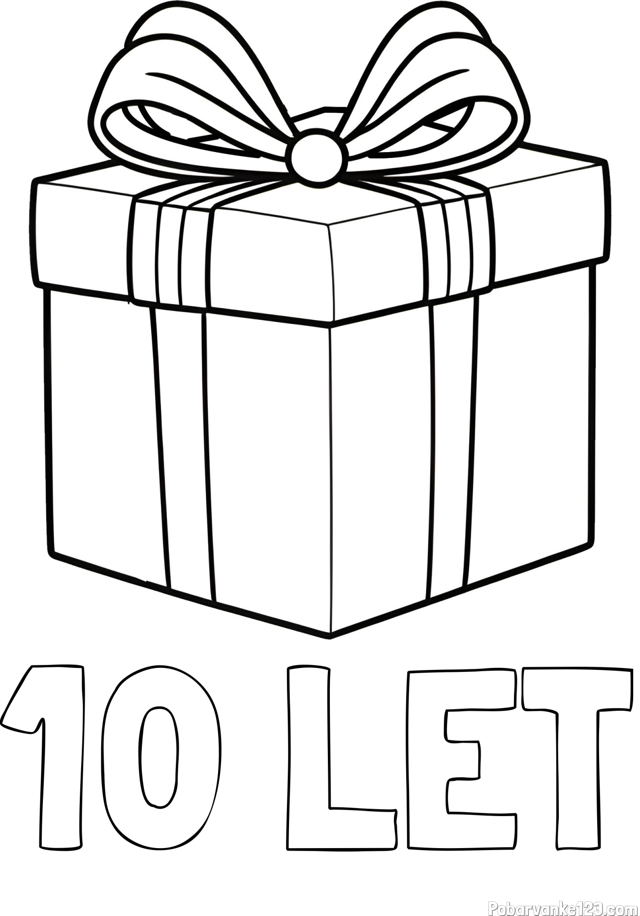 Pobarvanka imena 10 LET in pobarvanka darila s pentljo