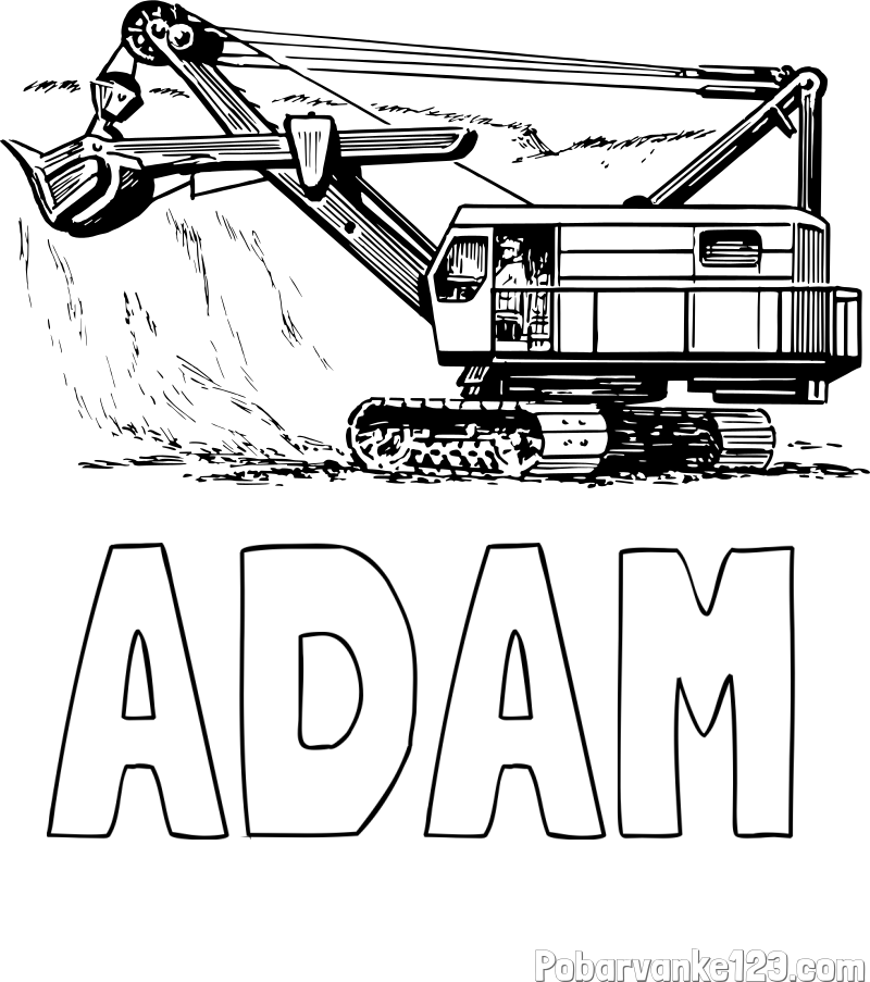Pobarvanka imena ADAM in pobarvanka bagra 2
