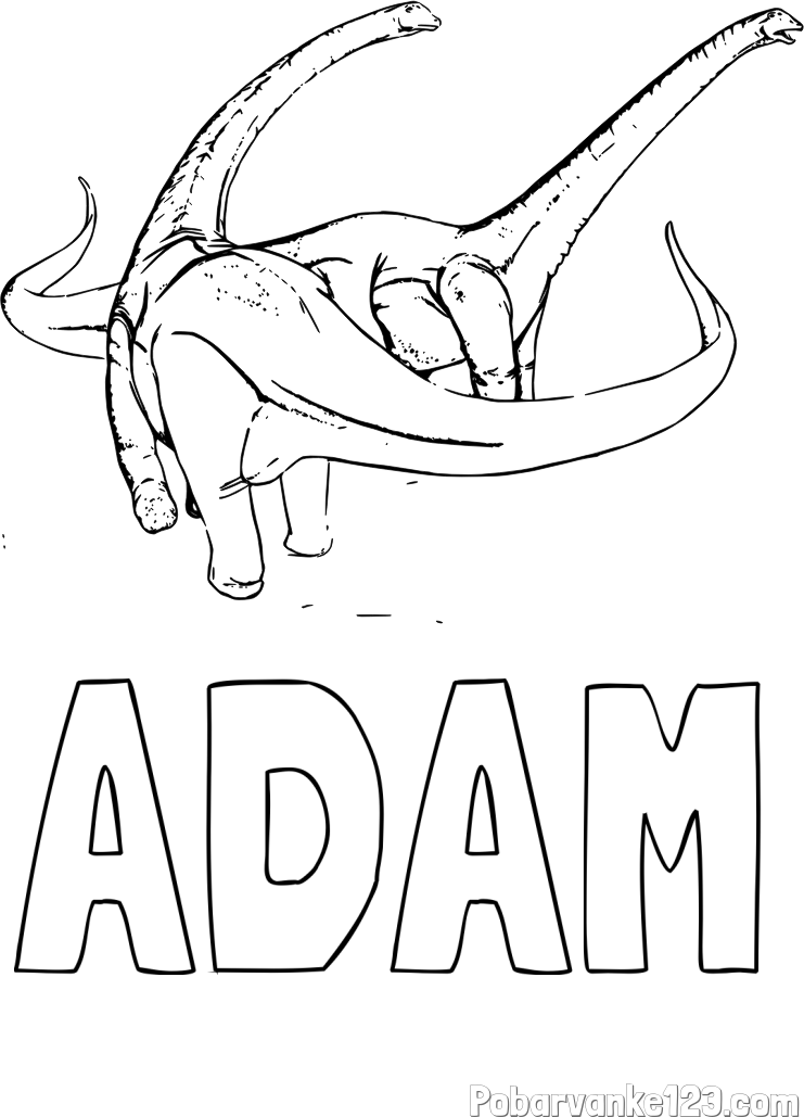 Pobarvanka imena ADAM in pobarvanka dinozavra Alamosaurus