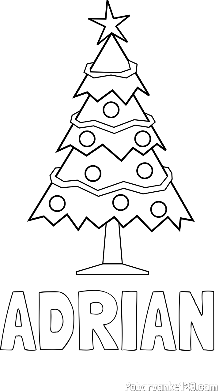 Pobarvanka imena ADRIAN in pobarvanka božične smrečice