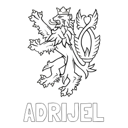 Online izdelana pobarvanka - Pobarvanka imena ADRIJEL in pobarvanka abstraktno upodobljenega leva s krono