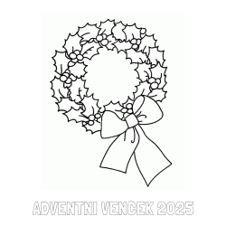 Pobarvanka imena ADVENTNI VENČEK 2025 in pobarvanka adventni venček