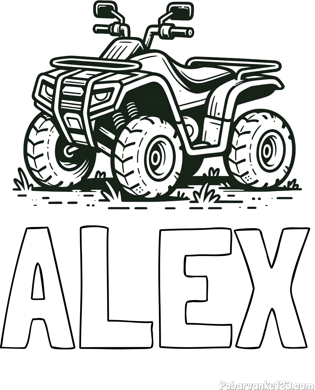 Pobarvanka imena ALEX in pobarvanka štirikolesnika