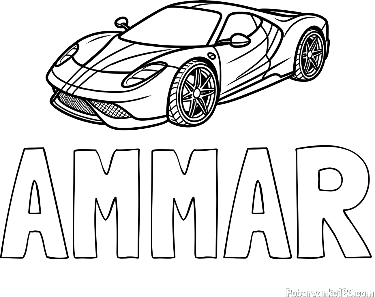 Pobarvanka imena AMMAR in pobarvanka dirkalnega avtomobila