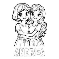 Online izdelana pobarvanka - Pobarvanka imena ANDREA in pobarvanka ljubkih prijateljic