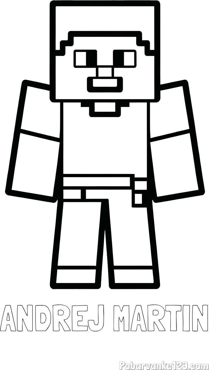 Pobarvanka imena ANDREJ MARTIN in pobarvanka Minecraft figurice