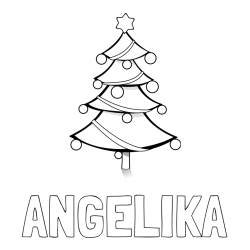 Online izdelana pobarvanka - Pobarvanka imena ANGELIKA in božična smreka