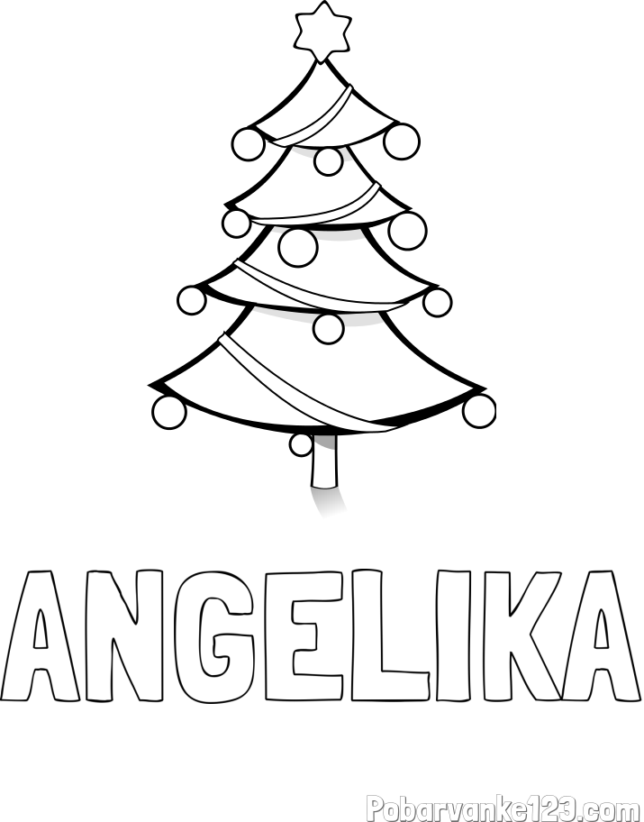 Pobarvanka imena ANGELIKA in božična smreka
