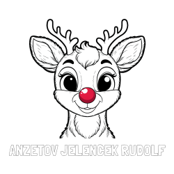 Online izdelana pobarvanka - Pobarvanka imena ANŽETOV JELENČEK RUDOLF in otroška pobarvanka simpatičnega jelenčka Rudolfa