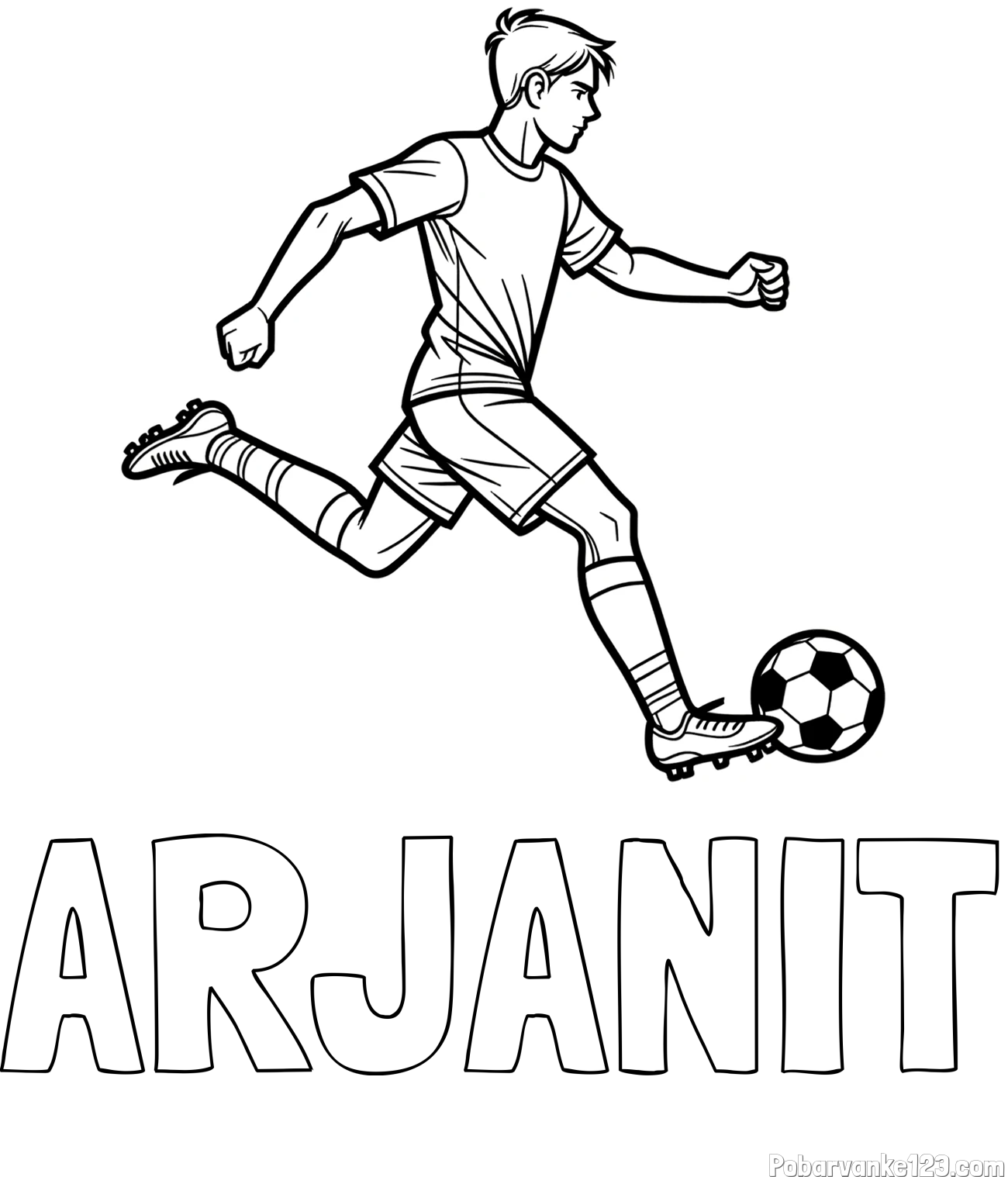 Pobarvanka imena ARJANIT in pobarvanka nogometaša v napadu