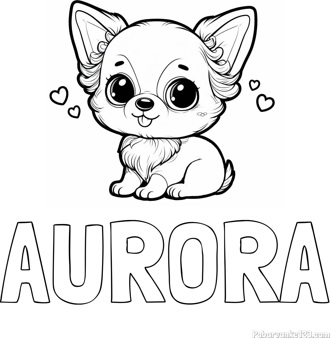 Pobarvanka imena AURORA in pobarvanka čivave