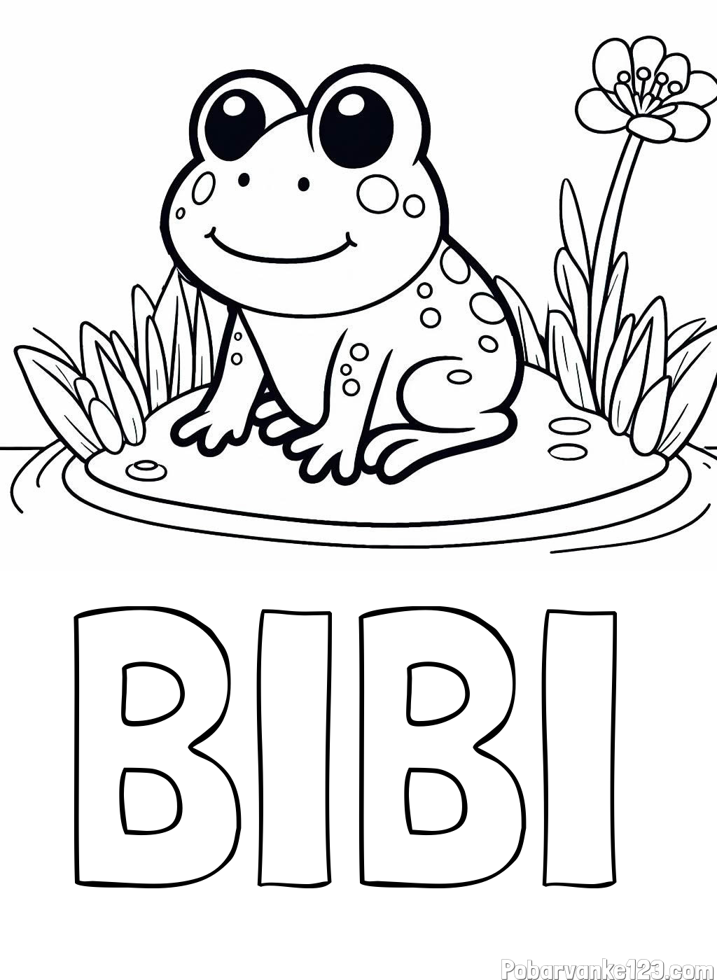 Pobarvanka imena BIBI in pobarvanka žabe