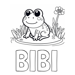 Online izdelana pobarvanka - Pobarvanka imena BIBI in pobarvanka žabe