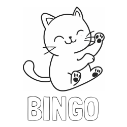 Online izdelana pobarvanka - Pobarvanka imena BINGO in pobarvanka razigranega mucka