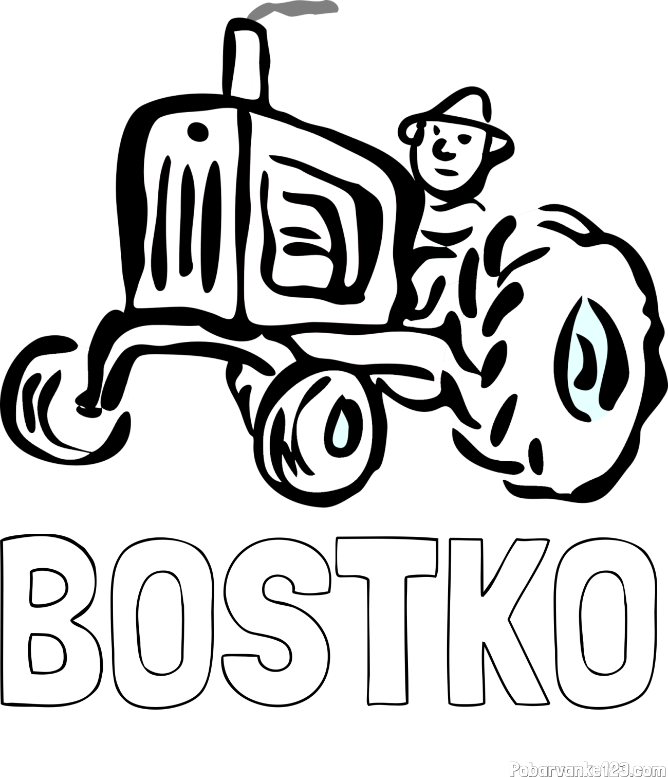 Pobarvanka imena BOŠTKO in preprosta pobarvanka traktorja
