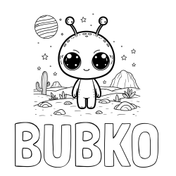 Online izdelana pobarvanka - Pobarvanka imena BUBKO in pobarvanka marsovca