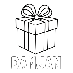 Online izdelana pobarvanka - Pobarvanka imena DAMJAN in pobarvanka preprostega darila