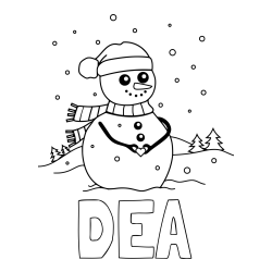 Online izdelana pobarvanka - Pobarvanka imena DEA in pobarvanka prikupnega snežaka