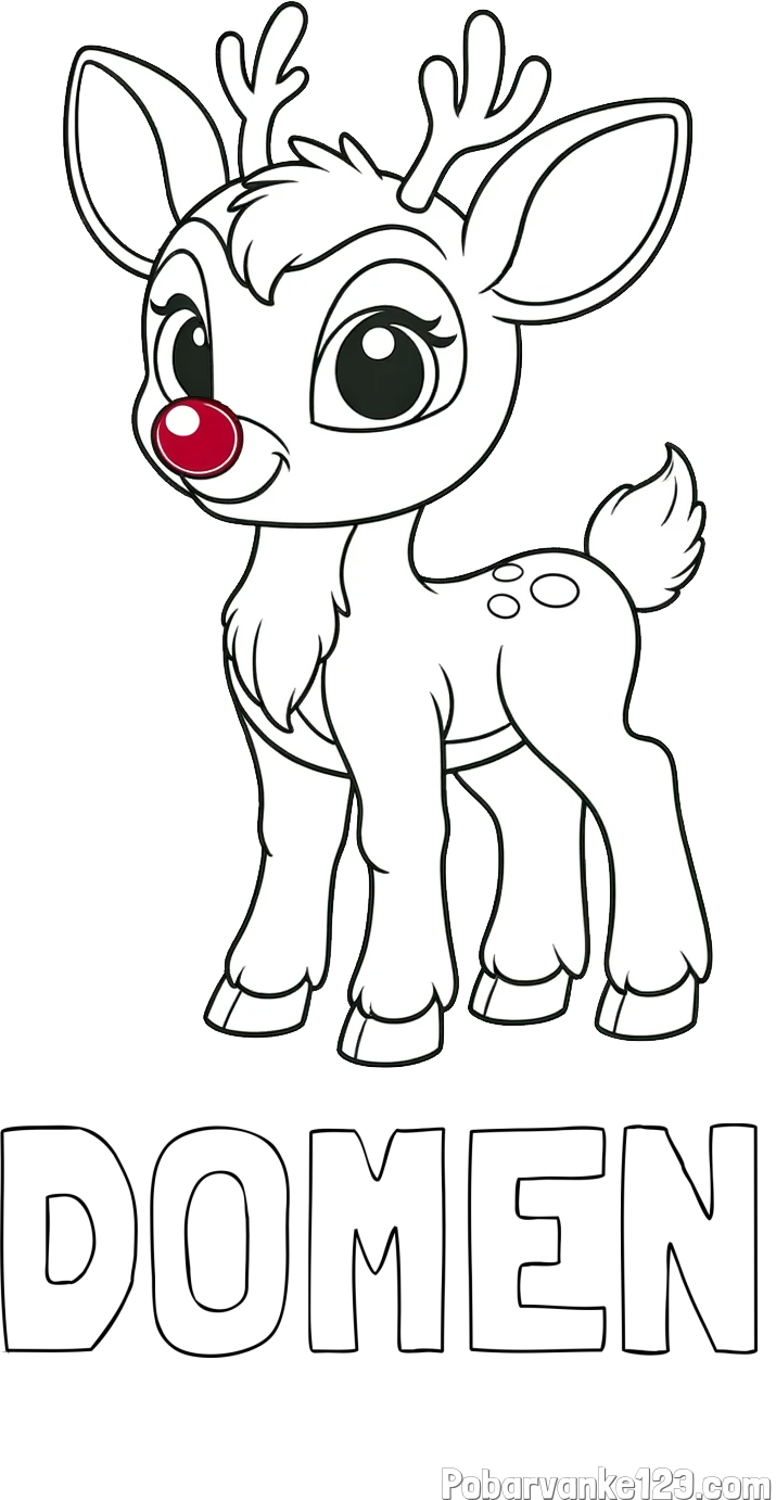 Pobarvanka imena DOMEN in pobarvanka nasmejanega jelenčka Rudolfa