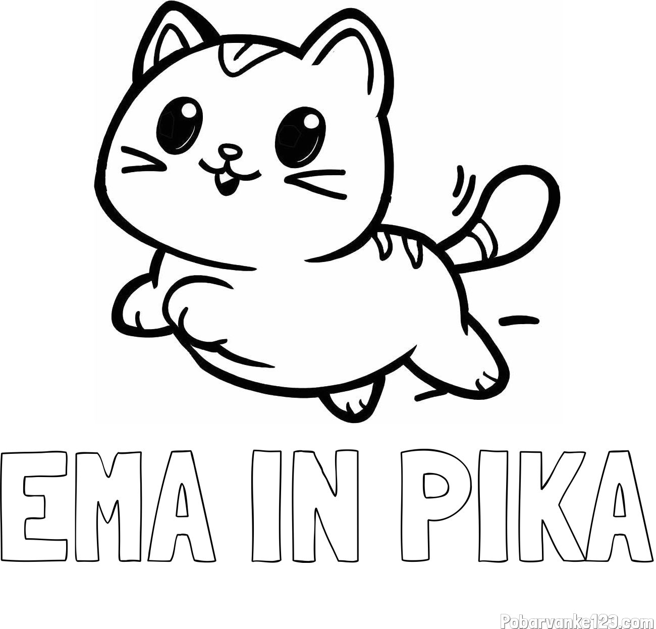 Pobarvanka imena EMA IN PIKA in pobarvanka prikupne mačke med tekom