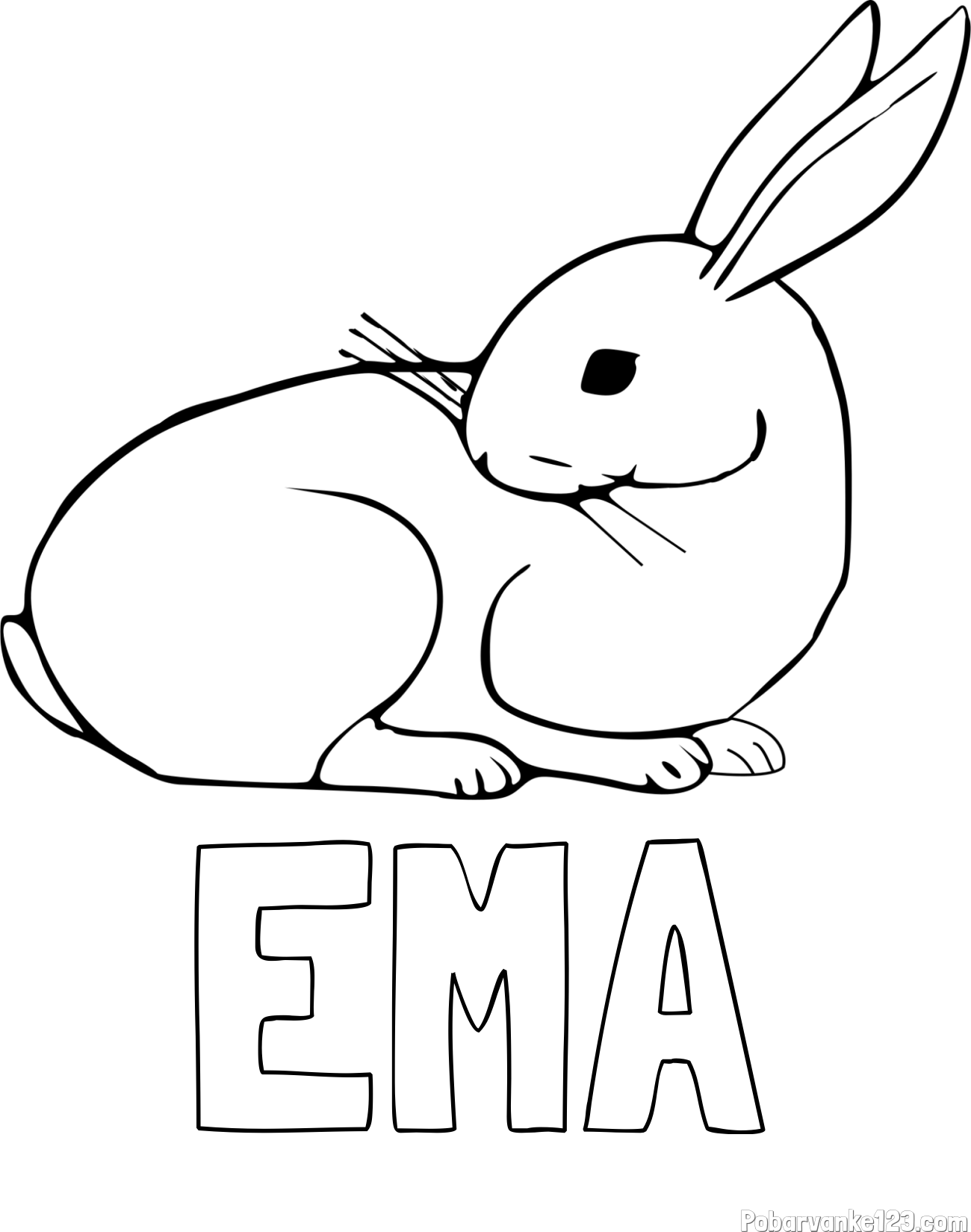 Pobarvanka imena EMA in pobarvanka zajčka, ki je nekaj opazil