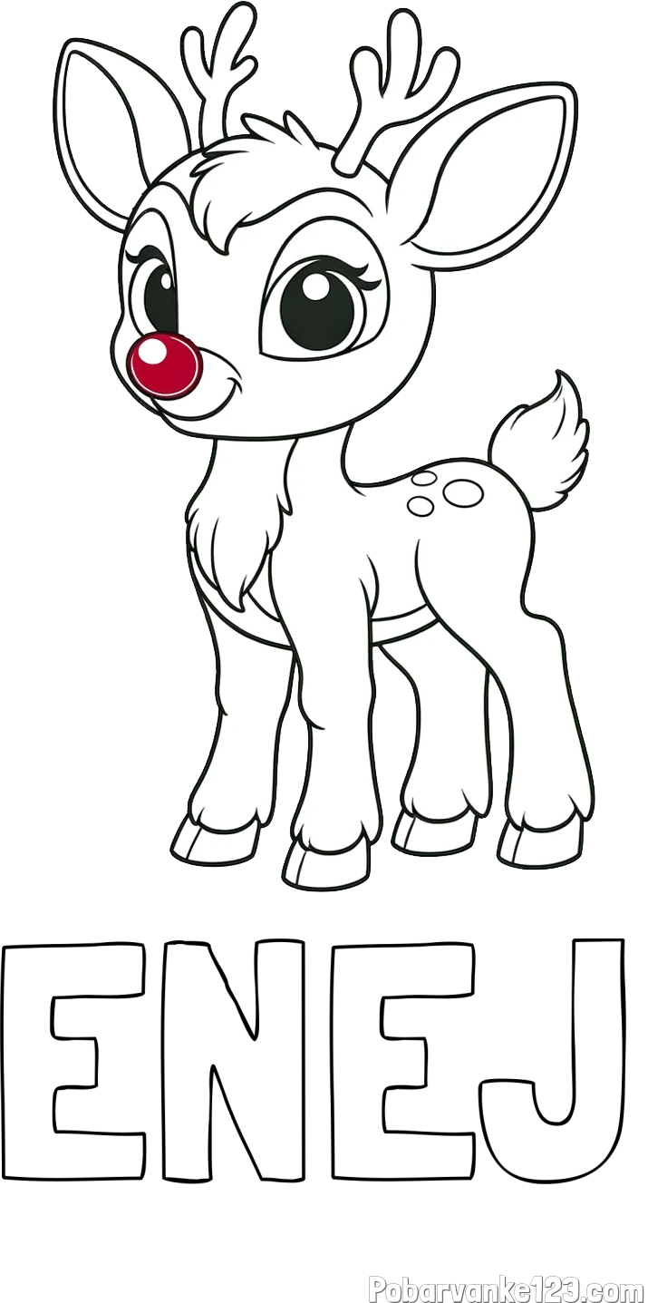 Pobarvanka imena ENEJ in pobarvanka nasmejanega jelenčka Rudolfa