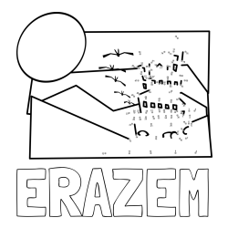 Online izdelana pobarvanka - Pobarvanka imena ERAZEM in pobarvanka gradu - poveži številke od pike do pike