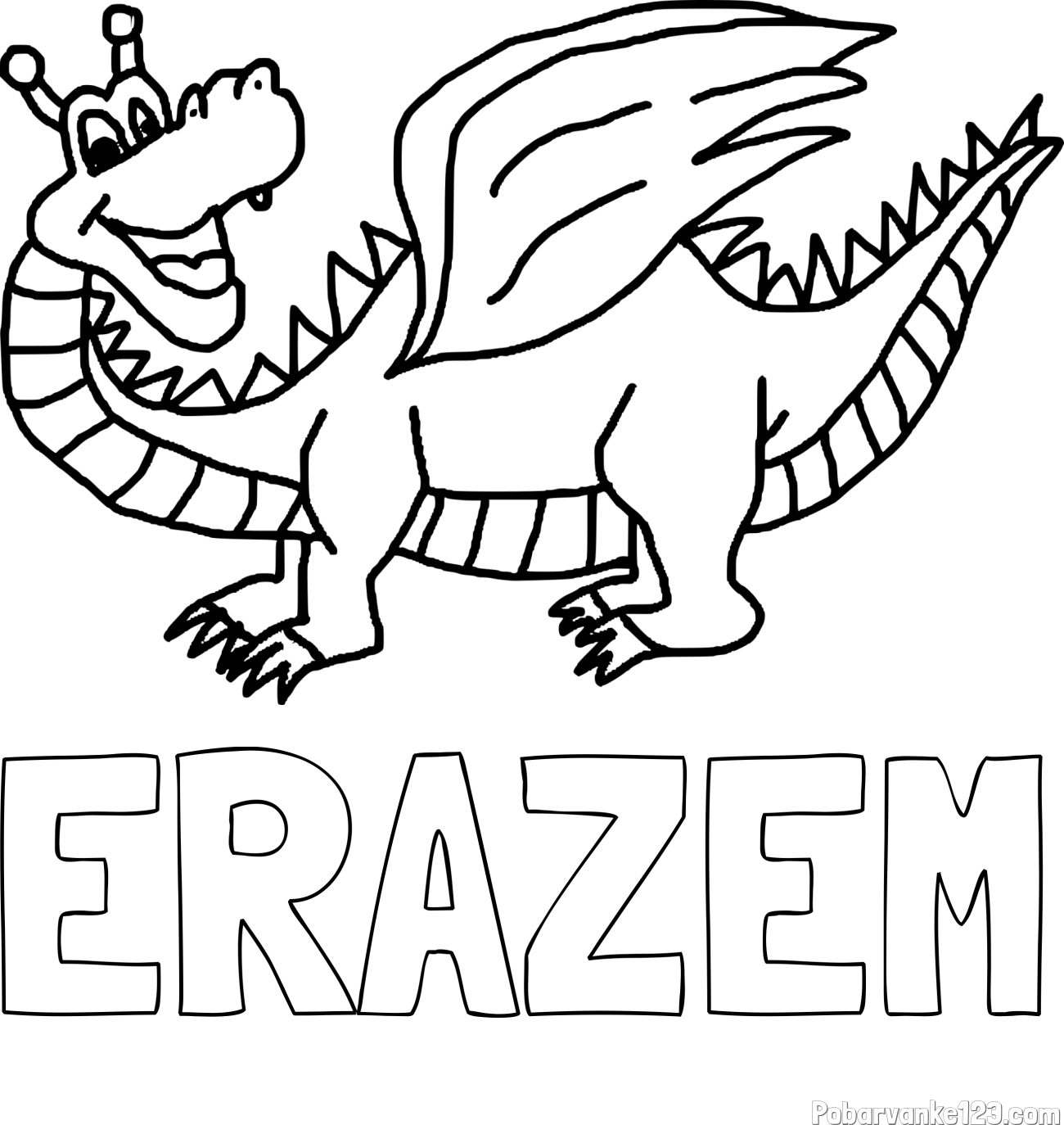 Pobarvanka imena ERAZEM in pobarvanka zmajčka