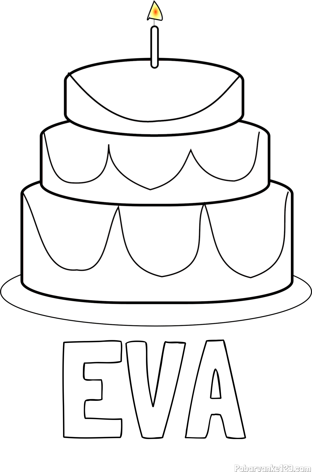 Pobarvanka imena EVA in pobarvanka poročne torte