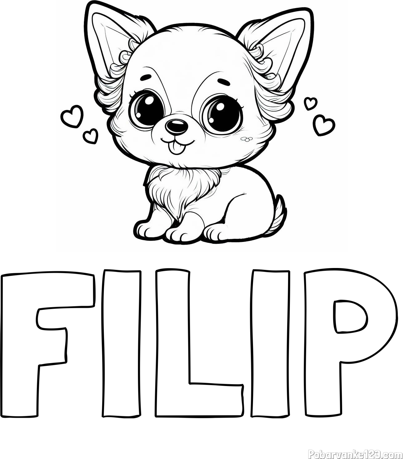 Pobarvanka imena FILIP in pobarvanka čivave