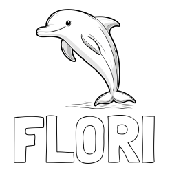 Online izdelana pobarvanka - Pobarvanka imena FLORI in pobarvanka delfina