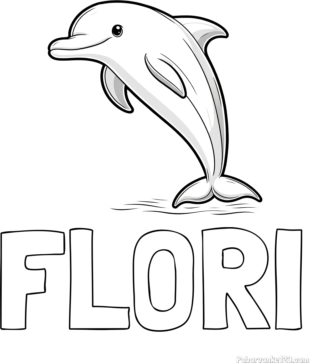 Pobarvanka imena FLORI in pobarvanka delfina