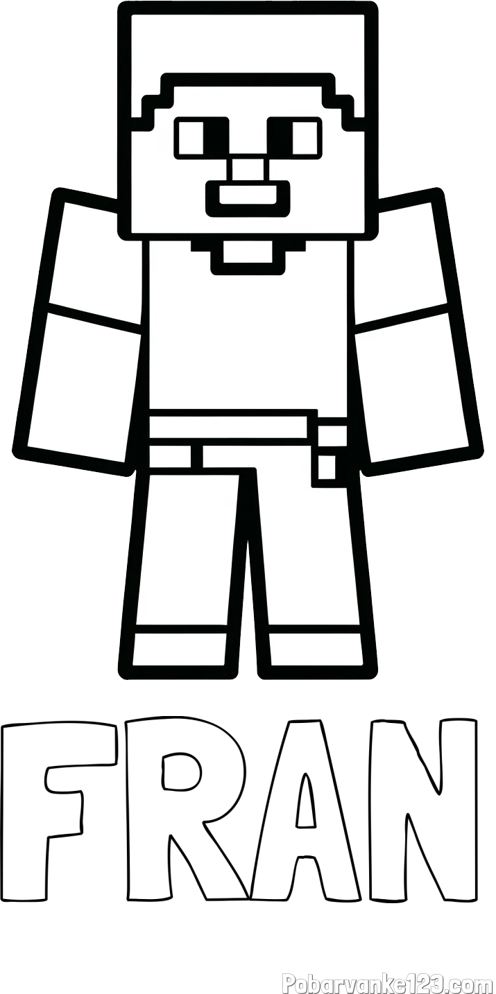Pobarvanka imena FRAN in pobarvanka Minecraft figurice