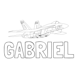 Online izdelana pobarvanka - Pobarvanka imena GABRIEL in pobarvanka letala Hornet