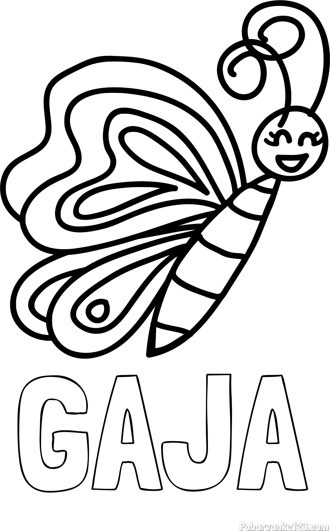 Pobarvanka imena GAJA in pobarvanka ljubkega metulja