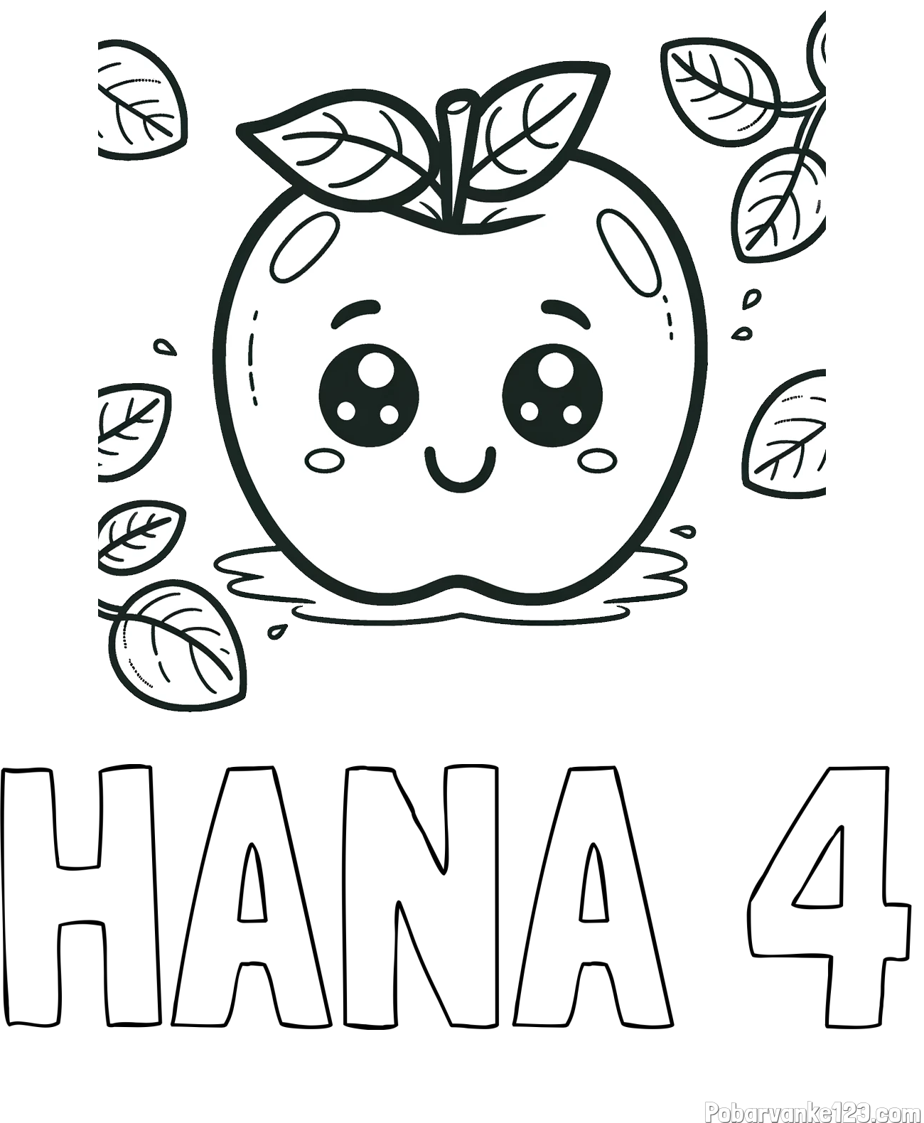 Pobarvanka imena HANA 4 in pobarvanka nasmejane jabolke