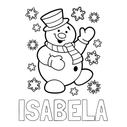 Online izdelana pobarvanka - Pobarvanka imena ISABELA in pobarvanka veselega snežaka