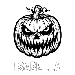 Online izdelana pobarvanka - Pobarvanka imena ISABELLA in pobarvanka zlobne buče za noč čarovnic