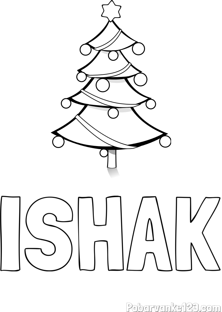Pobarvanka imena ISHAK in božična smreka