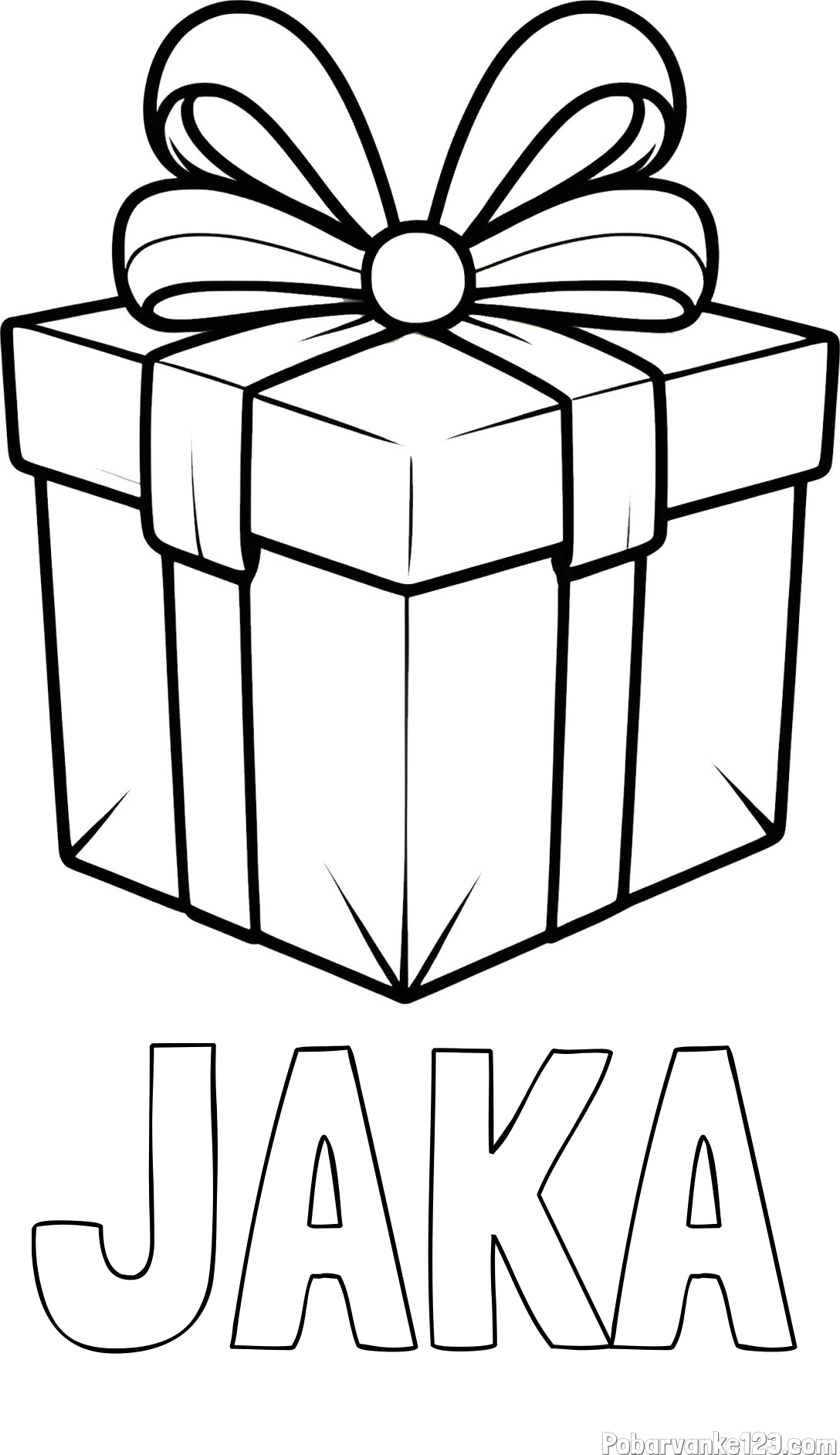 Pobarvanka imena JAKA in pobarvanka darilne škatle s pentljo