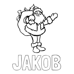 Online izdelana pobarvanka - Pobarvanka imena JAKOB in preprosta pobarvanka Božička z darili