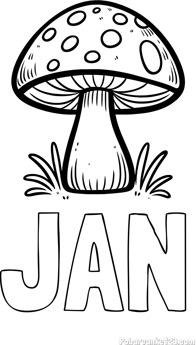 Pobarvanka imena JAN in pobarvanka gobe