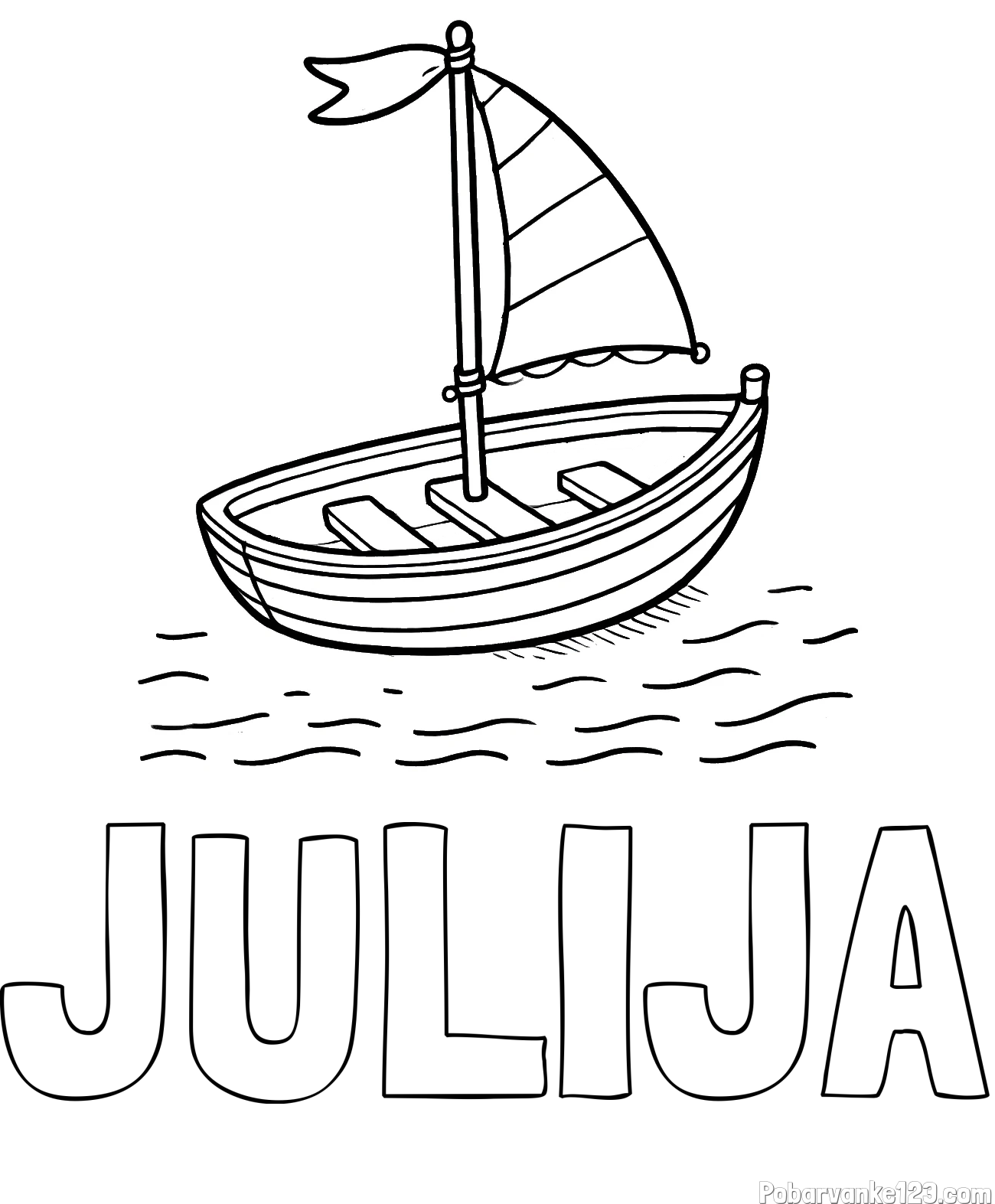 Pobarvanka imena JULIJA in preprosta pobarvanka ladjice