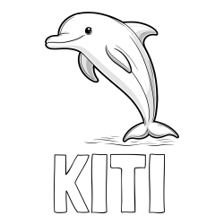 Online izdelana pobarvanka - Pobarvanka imena KITI in pobarvanka delfina